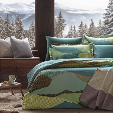 resm Taç Butik Sorel Pamuk Nevresim Seti Çift Kişilik Yeşil