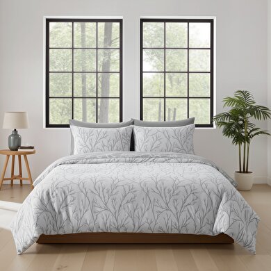 resm Brielle Queen Size Saten Nevresim Seti Gri