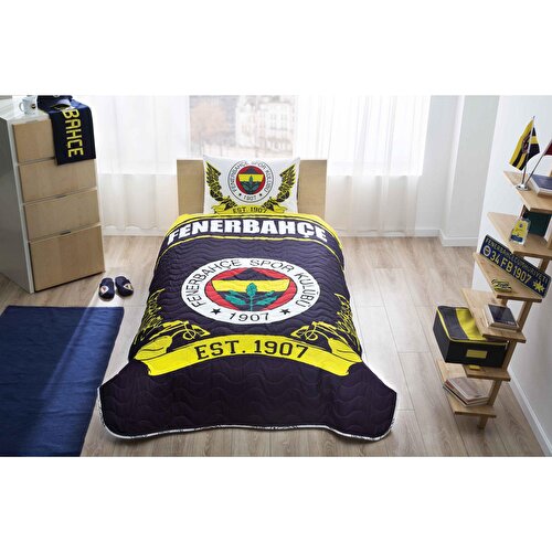 Resim Fenerbahçe Logo Lisanslı Yatak Örtüsü + Yastık Kılıfı