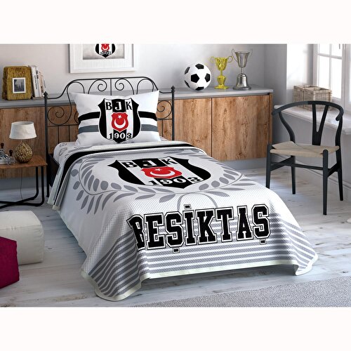 Resim Taç Beşiktaş Black And White Tek Kişilik Pike Takımı