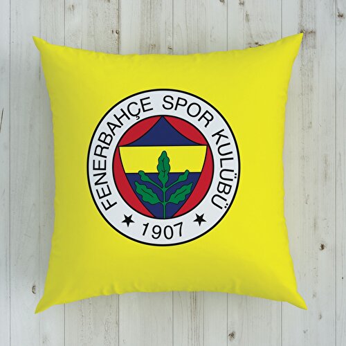 Resim Lisanslı Fenerbahçe 1907 Logo Kırlent Renkli 40x40 cm