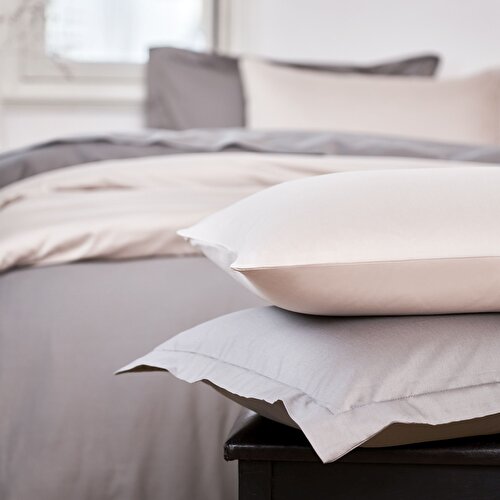 Resim Linens Mix&Match Pamuk Saten 2'li Standart Yastık Kılıfı Seti Taş