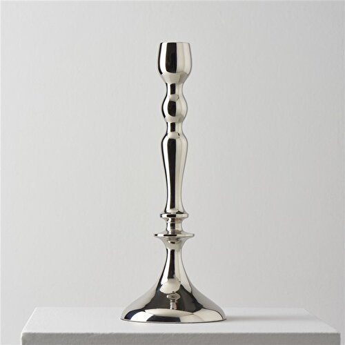 Resim Linens Shea Paslanmaz Çelik 22 cm Şamdan Gümüş