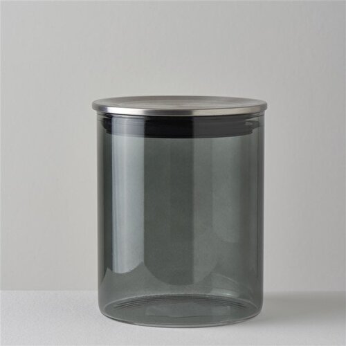 Resim Linens Smoky Cam-Metal Kapak 10,4x10,4x12,5 cm Kavanoz Füme
