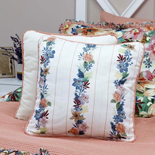 Resim Taç Boutique Fleur I Pamuk Kırlent Somon