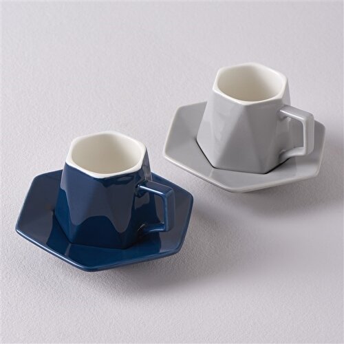 Resim Linens Lupus Porselen 2'li Kahve Fincan Takımı Mavi Gri