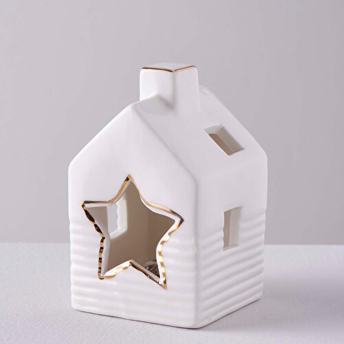 Resim Linens Star 6x6x9,5 cm Ledli Dekor Beyaz