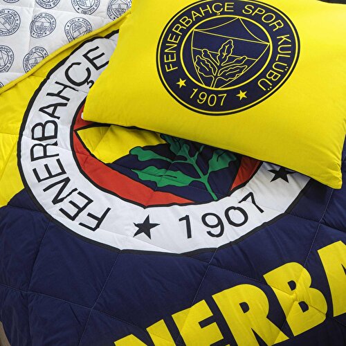 Resim Taç Lisanslı Fenerbahçe Logo Tek Kişilik Yorgan Seti