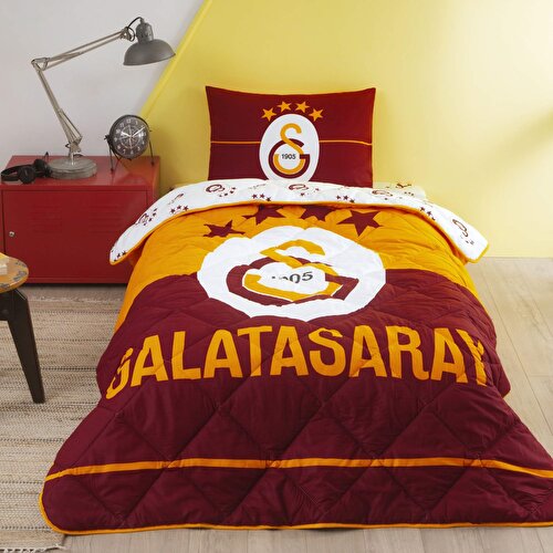 Resim Taç Lisanslı Galatasaray Logo Tek Kişilik Yorgan Seti