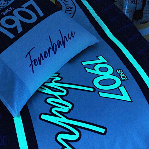Resim Taç Lisanslı Fenerbahçe 1907 Glow Tek Kişilik Pamuk Nevresim Takımı