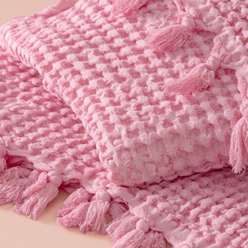 Resim Taç Butik Alaçatı Pike Pamuk Çift Kişilik Pike Pembe