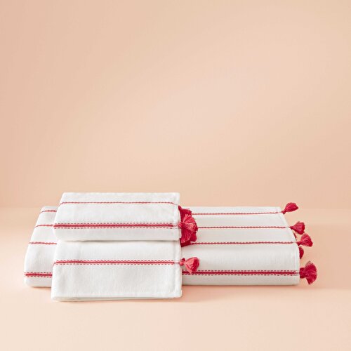 Resim Taç Butik Pamuk Alaçatı Banyo Havlusu Nar Çiçeği