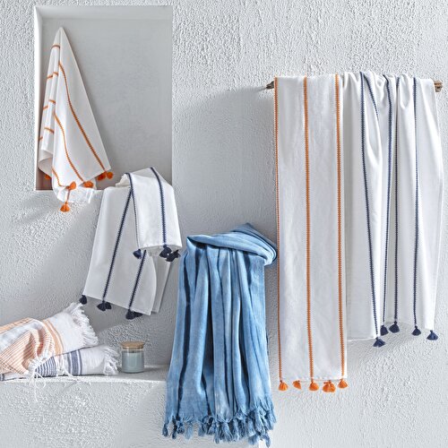 Resim Taç Butik Pamuk Bodrum Banyo Havlusu Turuncu