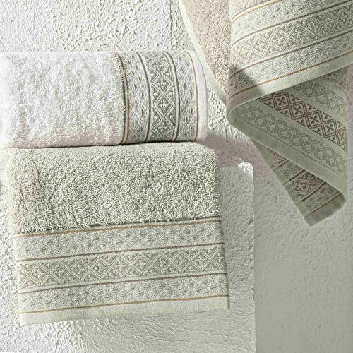Resim Taç Ethna Pure Cotton Pamuk Hamam Seti Ekru Taş