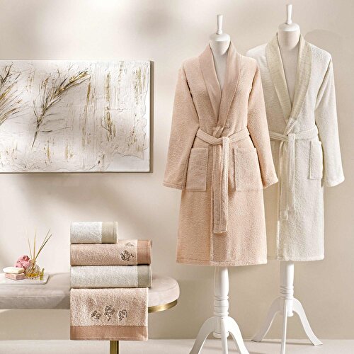 Resim Taç Mira Pure Cotton Pamuk Aile Seti Somon Ekru