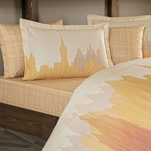 Resim Taç Butik Alba Pamuk Percale Nevresim Seti Çift Kişilik Turuncu