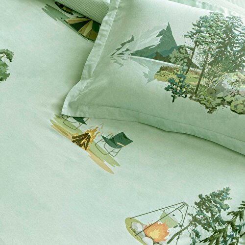 Resim Taç Butik Brisa Pamuk Nevresim Seti Tek Kişilik Yeşil