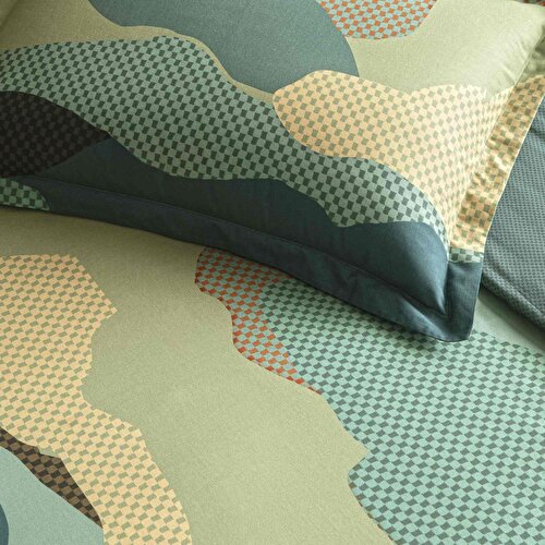 Resim Taç Butik Brisa Pamuk Nevresim Seti Tek Kişilik Yeşil