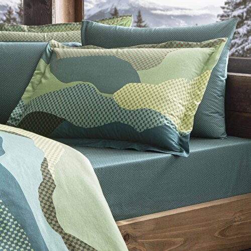 Resim Taç Butik Brisa Pamuk Nevresim Seti Tek Kişilik Yeşil