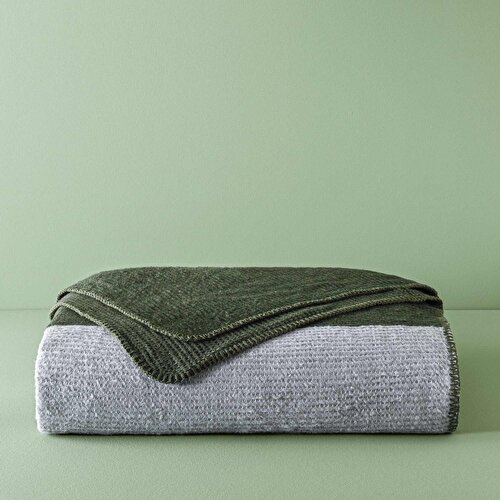 Resim Taç Butik Patagonya Pamuklu Tek Kişilik Battaniye Yeşil