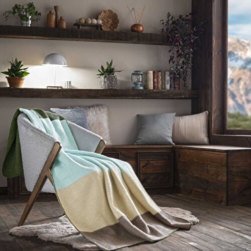 Resim Taç ButikPatagonya Pamuklu Çift Kişilik Battaniye Kahverengi