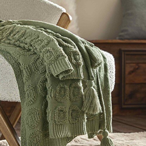 Resim Taç Butik Patagonya Akrilik Throw Yeşil