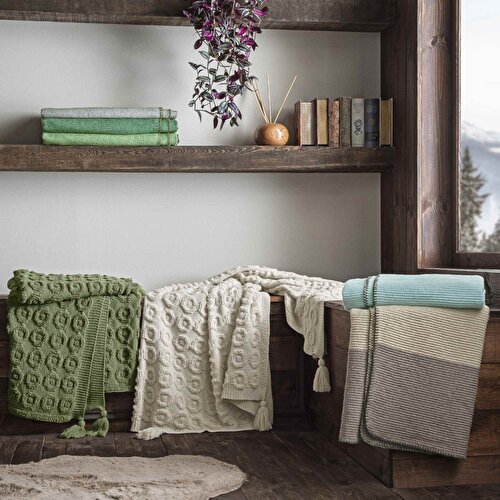 Resim Taç Butik Patagonya Akrilik Throw Yeşil