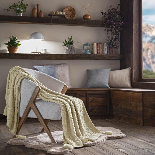 Resim Taç Butik Patagonya Akrilik Throw Kum