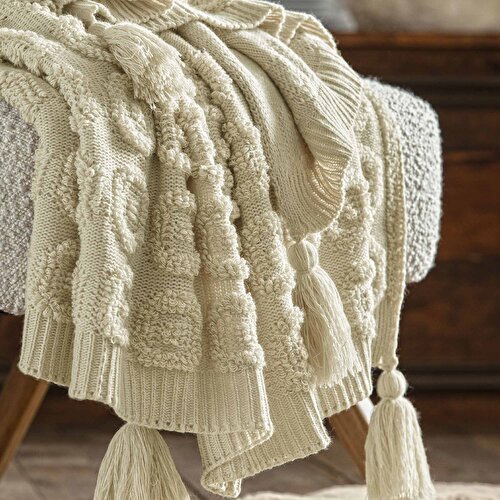 Resim Taç Butik Patagonya Akrilik Throw Kum