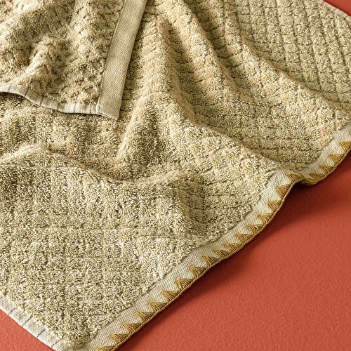 Resim Taç Butik Brüj Pamuk Yüz Havlusu Ten Rengi 50x85