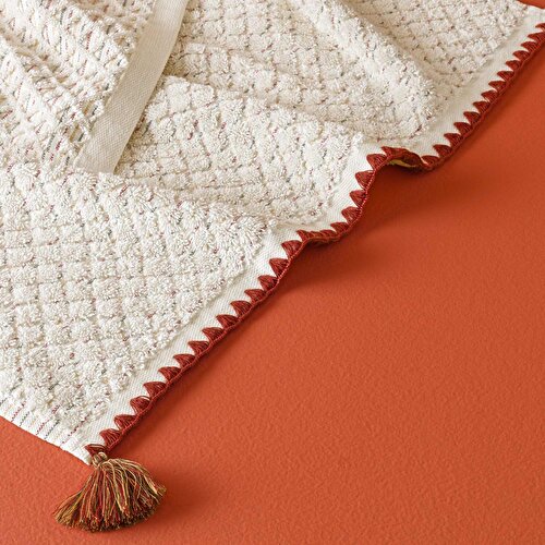 Resim Taç Butik Brüj Pamuk Yüz Havlusu Ekru 50x85