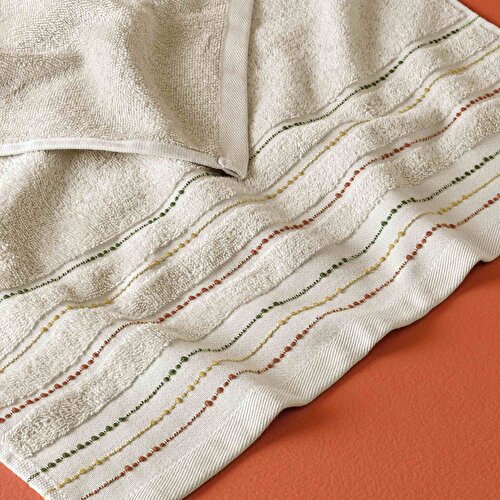 Resim Taç Butik Brüj Pamuk Banyo Havlusu Kum 70x140