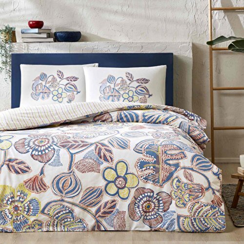 Resim Taç Cecilia Ranforce Tek Kişilik Nevresim Takımı Mavi