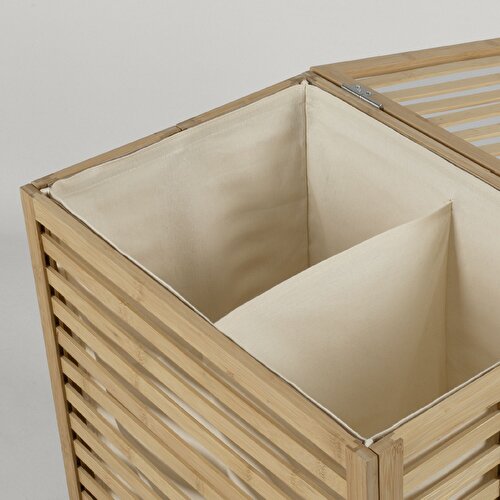 Resim Linens Wooden Ahşap 53X36X60 cm Çamaşır Sepeti Naturel