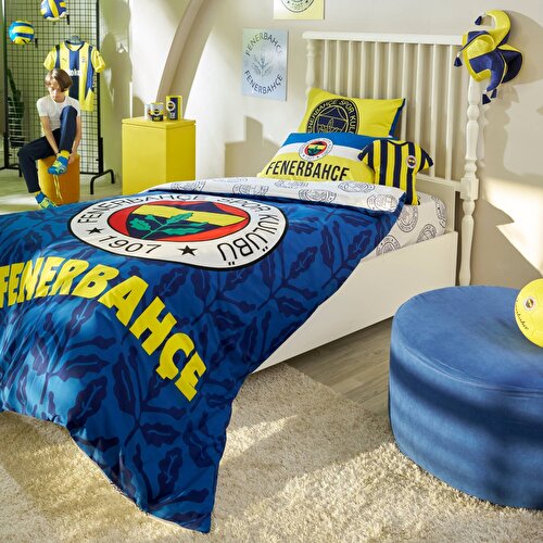Resim Taç Lisanslı Fenerbahçe Palamut Tek Kişilik Pamuk Nevresim Takımı