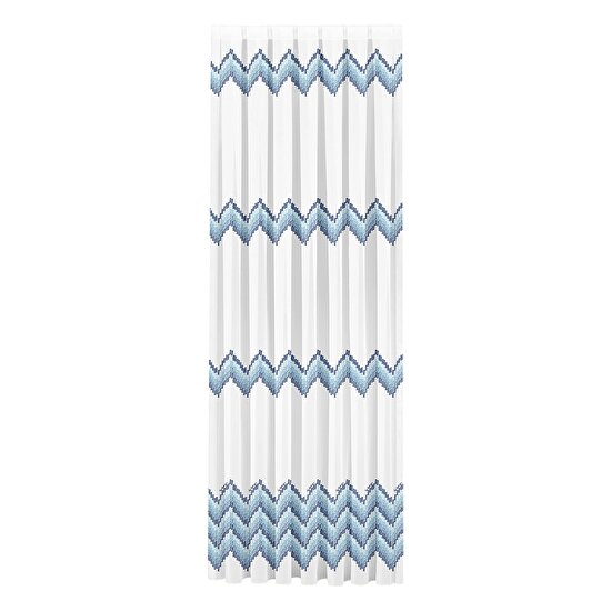 Taç William Brode Tül Perde Mavi